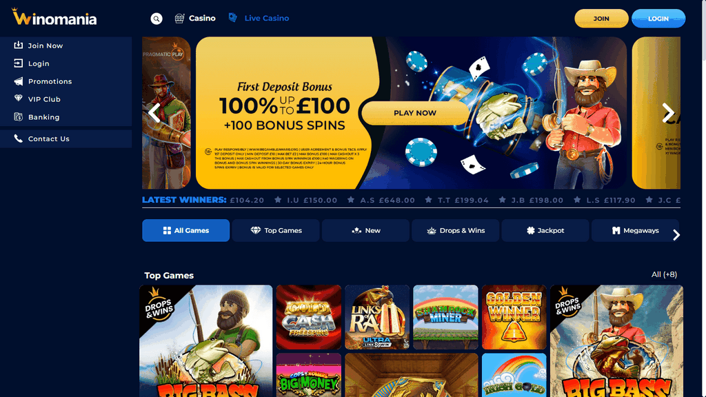WinOMania Casino Site Review (2025) - Rewarding VIP Program